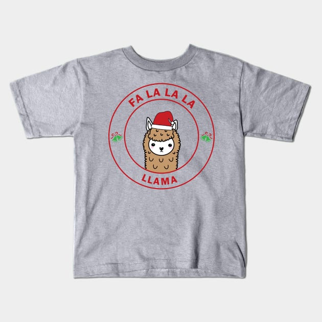 Christmas Llama Kids T-Shirt by Mint Cloud Art Studio